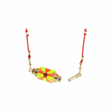 Collier Marie Lichtenberg Locket Candy Heart Punk Multi en or jaune, grenat et saphirs multicolores