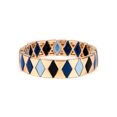 Bracelet Simone à Bordeaux Losange Azur en métal doré émaillé