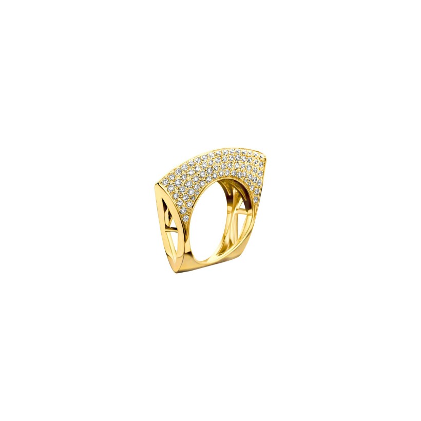 Dries Criel Lotus ring in yellow gold and diamonds