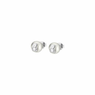 Boucles d'oreilles Lotus Historique oursons en argent et perles synthétiques