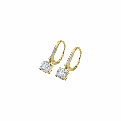 Boucles d'oreilles Lotus Charming Collection en argent doré et strass
