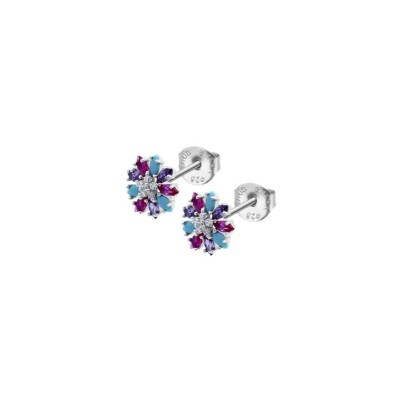 Boucles d'oreilles Lotus Silver Fleur en argent et oxydes de zirconium