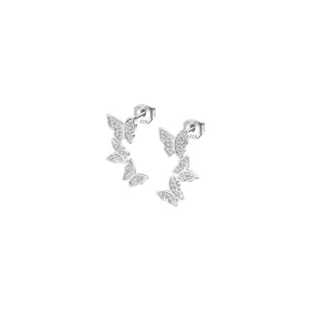 Boucles d'oreilles Lotus Silver Papillon en argent et oxydes de zirconium