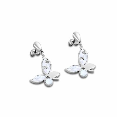 Boucles d'oreilles Lotus Style Rainbow Fleurs en acier et oxydes de zirconium