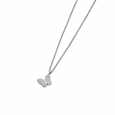 Collier Lotus Style Rainbow Papillon en acier et oxydes de zirconium