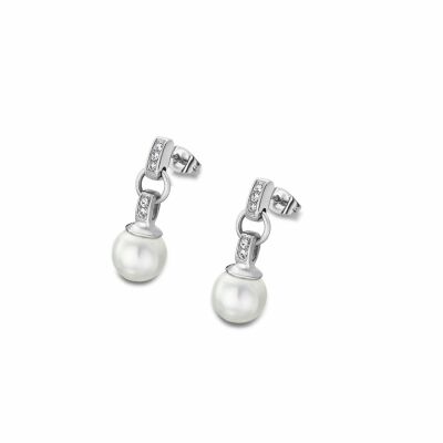 Boucles d'oreilles Lotus Style Pearls en acier et perle