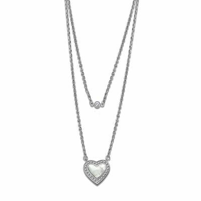 Collier Lotus Style Woman's heart en acier et nacre