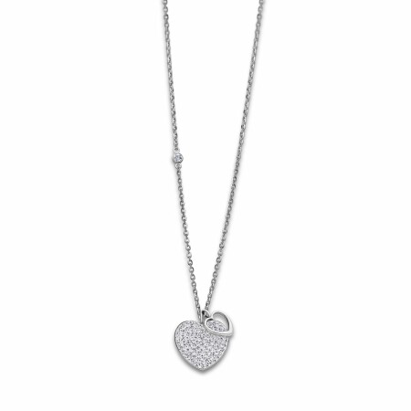 Collier Lotus Style Bliss Coeur en acier et oxydes de zirconium