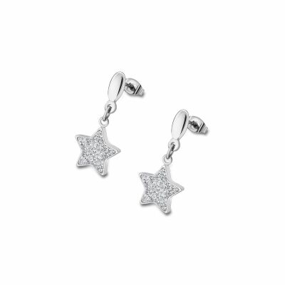 Boucles d'oreilles Lotus Style Rainbow Etoile en acier et oxydes de zirconium