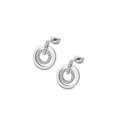 Boucles d'oreilles Lotus Style Bliss Double Rond en acier et oxydes de zirconium