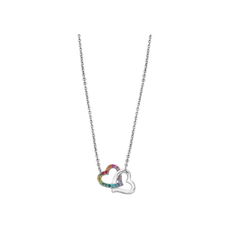 Collier Lotus Style Woman'S Heart en acier et oxydes de zirconium