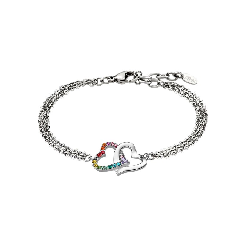 Bracelet Lotus Style Woman'S Heart en acier et oxydes de zirconium