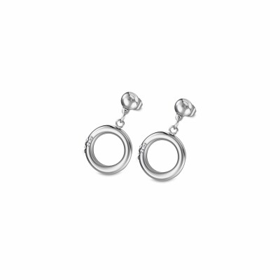 Boucles d'oreilles Lotus Style Bliss Rond en acier et oxydes de zirconium