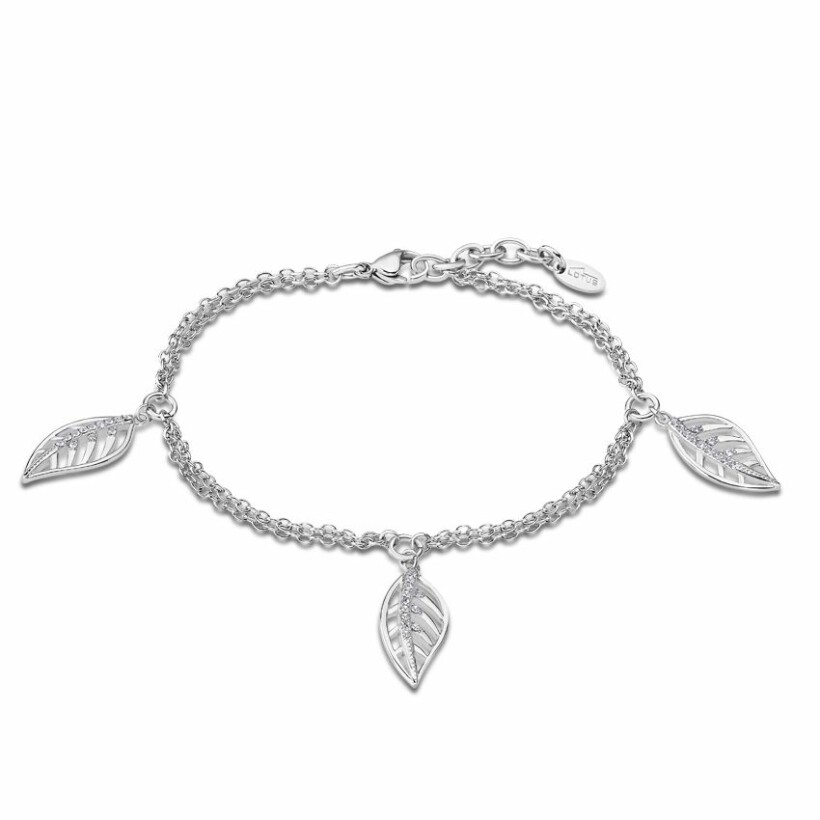 Bracelet Lotus Style Rainbow Feuilles en acier et oxydes de zirconium