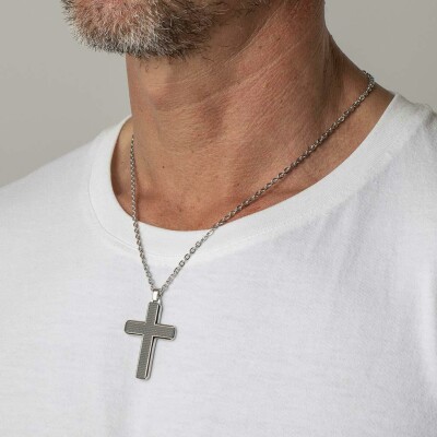 Collier Lotus Style Men In Black en acier