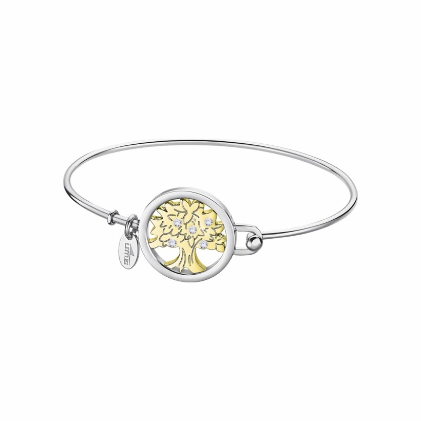 Bracelet Lotus Millennial arbre de vie en acier, métal doré et oxydes de zirconiums