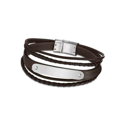 Bracelet Lotus Style Urban Man en acier et cuir