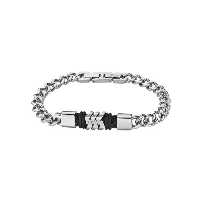 Bracelet Lotus Style Men Basic en acier et cuir