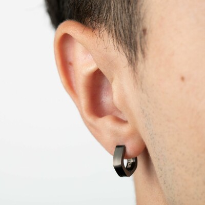Boucles d'oreilles Lotus Men'S Earrings en acier PVD noir