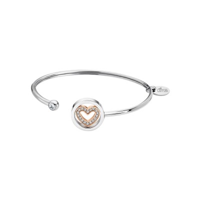 Bracelet Lotus Style Woman'S Heart en acier et oxydes de zirconium