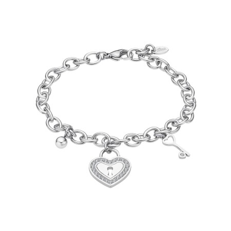 Bracelet Lotus Style Woman'S Heart en acier et oxydes de zirconium