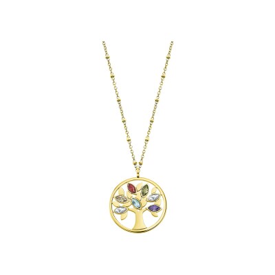 Collier Lotus Style Tree Of Life en métal doré et oxydes de zirconium