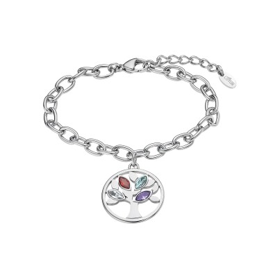 Bracelet Lotus Style Tree Of Life en acier et oxydes de zirconium