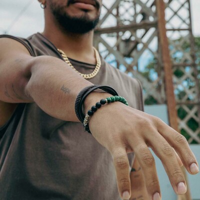 Bracelet Lotus Style Urban Man en cuir