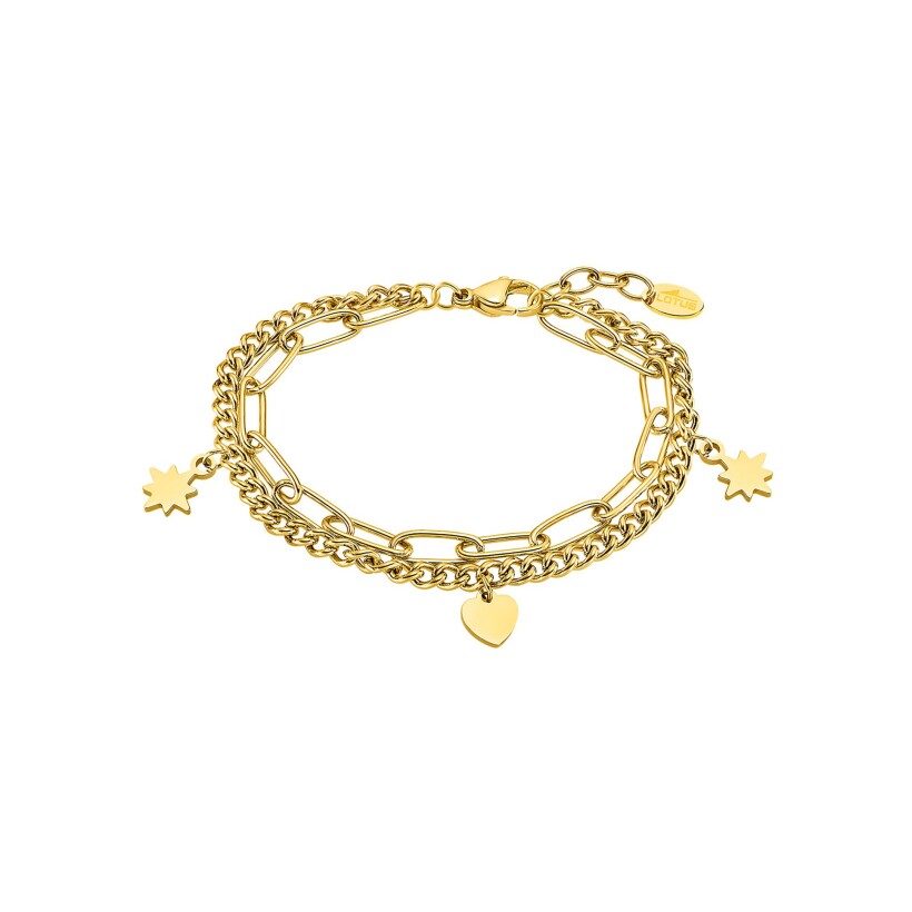 Bracelet Lotus Style Woman'S Heart en métal doré