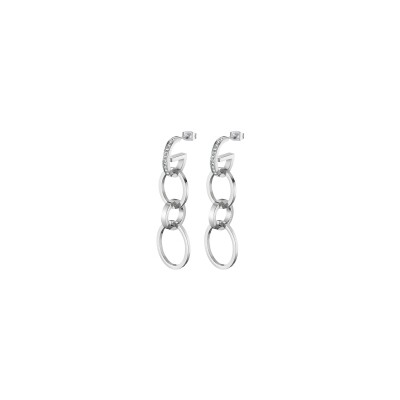 Boucles d'oreilles Lotus Style Urban Woman en acier et oxydes de zirconium