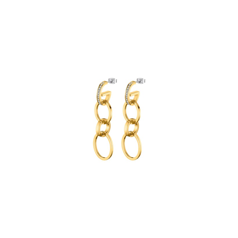 Boucles d'oreilles Lotus Style Urban Woman en métal doré et oxydes de zirconium