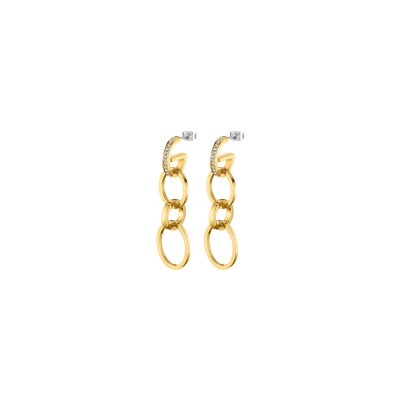 Boucles d'oreilles Lotus Style Urban Woman en métal doré et oxydes de zirconium