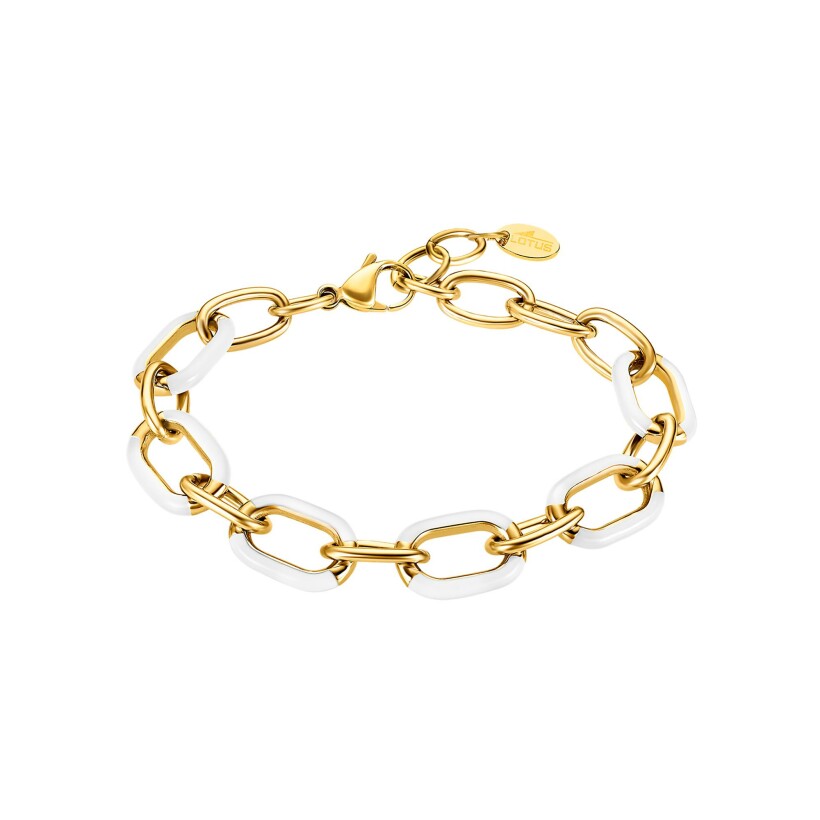 Bracelet Lotus Style Tropical Vibes en métal doré et email