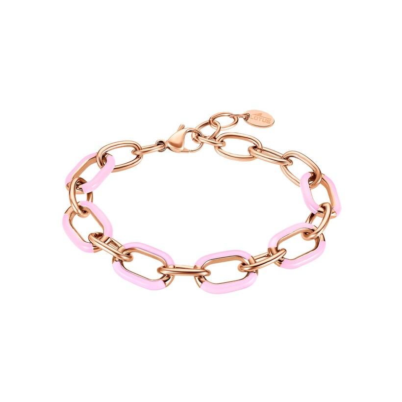 Bracelet Lotus Style Tropical Vibes en métal doré rose et email