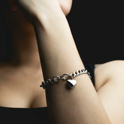 Bracelet Lotus Style Woman's Heart en acier