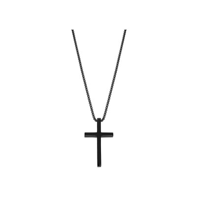 Collier Lotus Style Men In Black en acier
