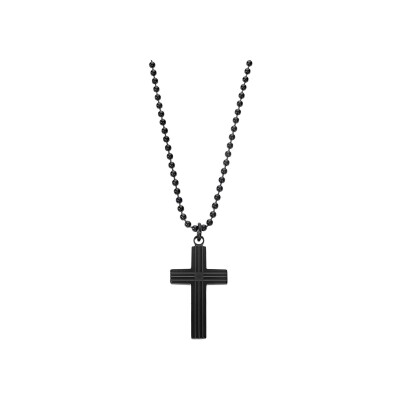 Collier Lotus Style Men In Black en acier