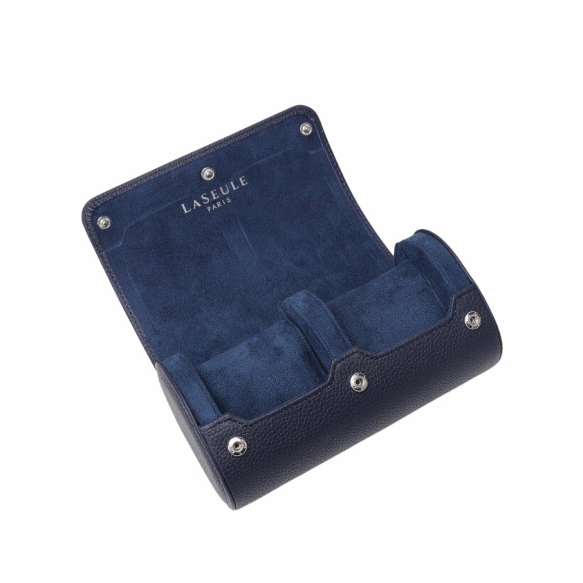 Case for 2 watches La Seule, navy blue leather