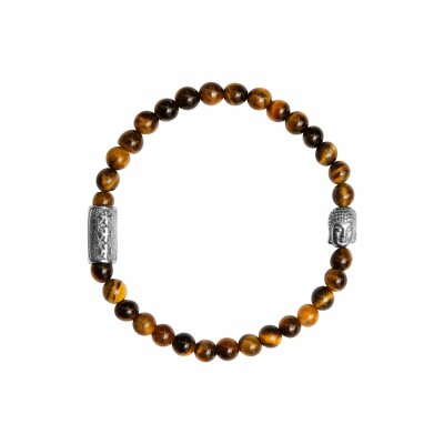 Bracelet Lauren Steven Design Buddha en œil de tigre, taille M