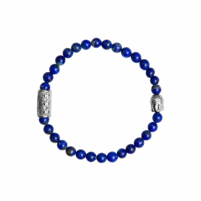 Bracelet Lauren Steven Design Buddha en lapis lazuli, taille L