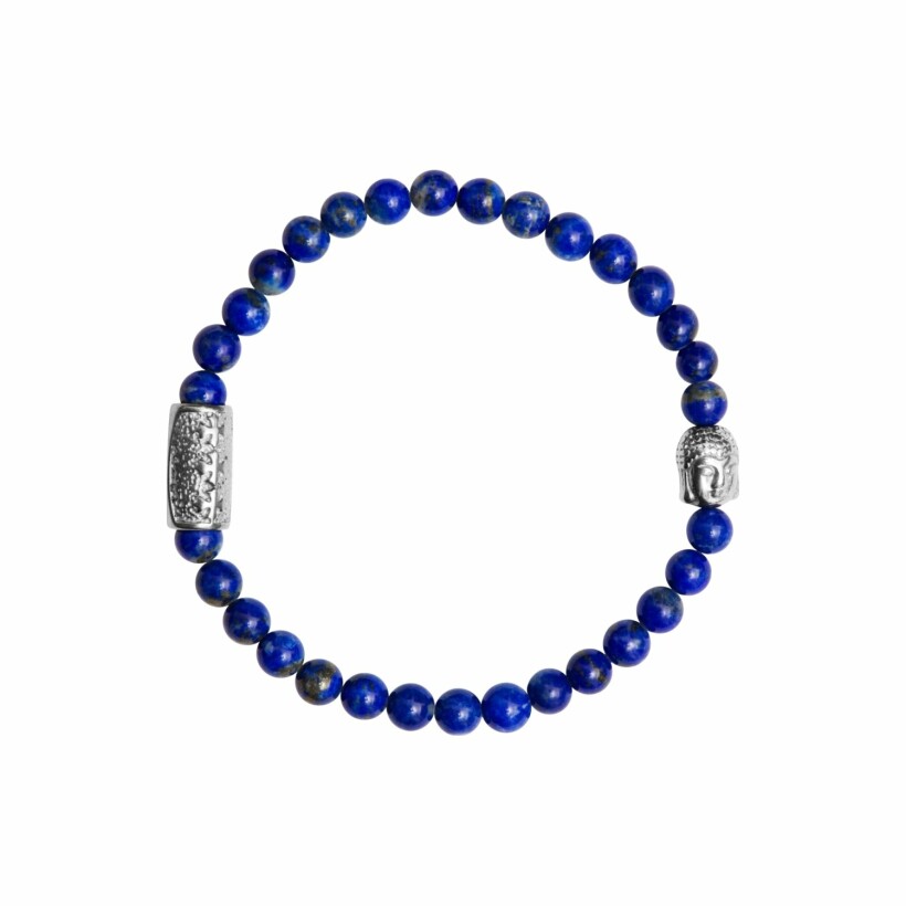 Bracelet Lauren Steven Design Buddha en lapis lazuli, taille M