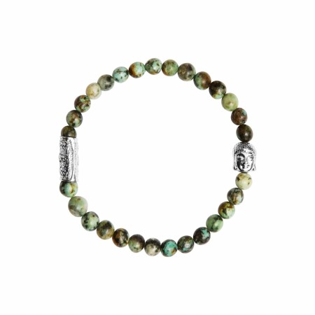 Bracelet Lauren Steven Design Buddha en turquoise africaine, taille L