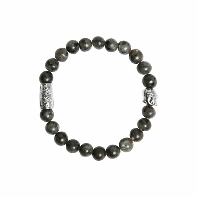 Bracelet Lauren Steven Design en larvikite grise, taille L