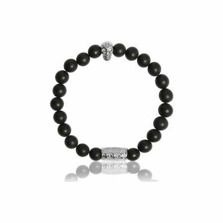 Bracelet Lauren Steven Design en onyx noir mat, taille L