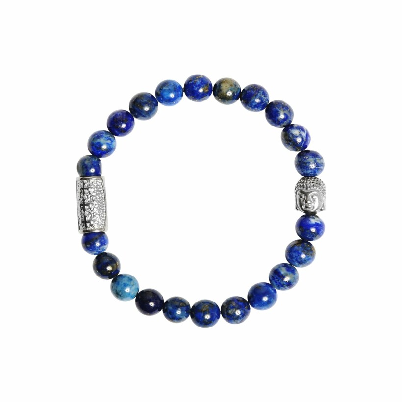 Bracelet Lauren Steven Design Buddha en lapis lazuli, taille L