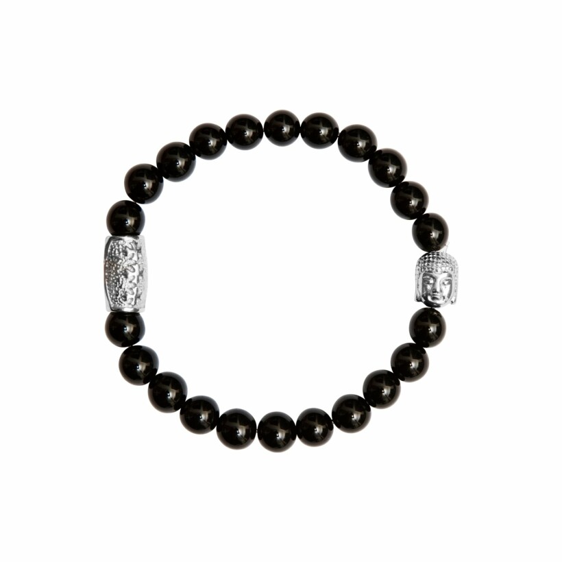 Bracelet Lauren Steven Design Buddha en agate noire, taille M