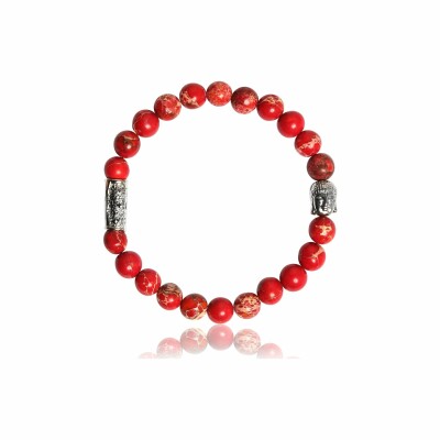 Bracelet Lauren Steven Design en jaspe de mer rouge, taille L