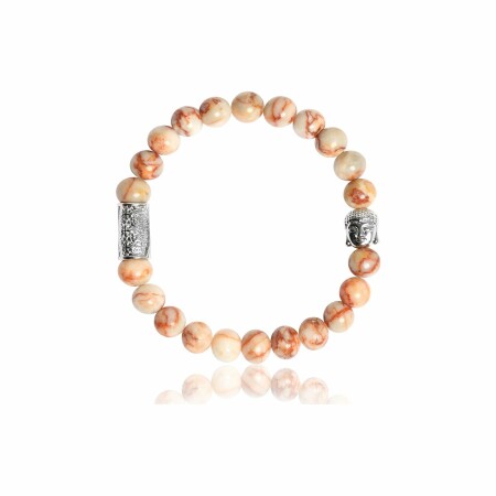 Bracelet Lauren Steven Design en jaspe marbre beige, taille L