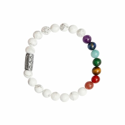 Bracelet Lauren Steven Design 7 Chakras en howlite blanche, taille L