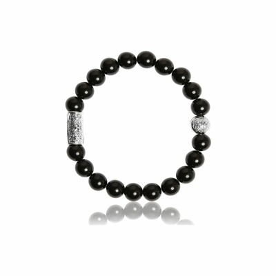 Bracelet Lauren Steven Design en agate noire, taille L